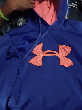 Under Armour Blue Hoodie with Coral Logo